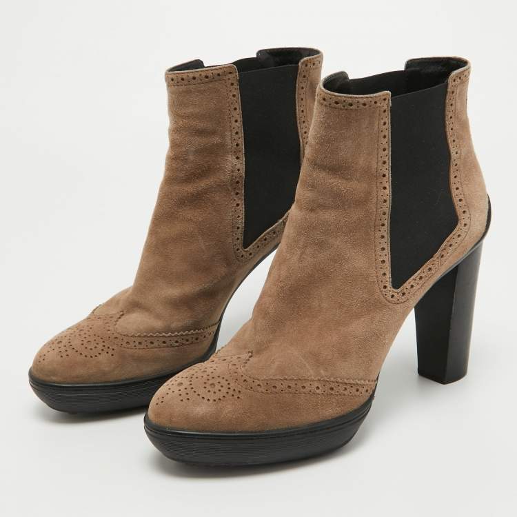 Pre Owned Tod's Brown Suede Ankle Boots Size 41