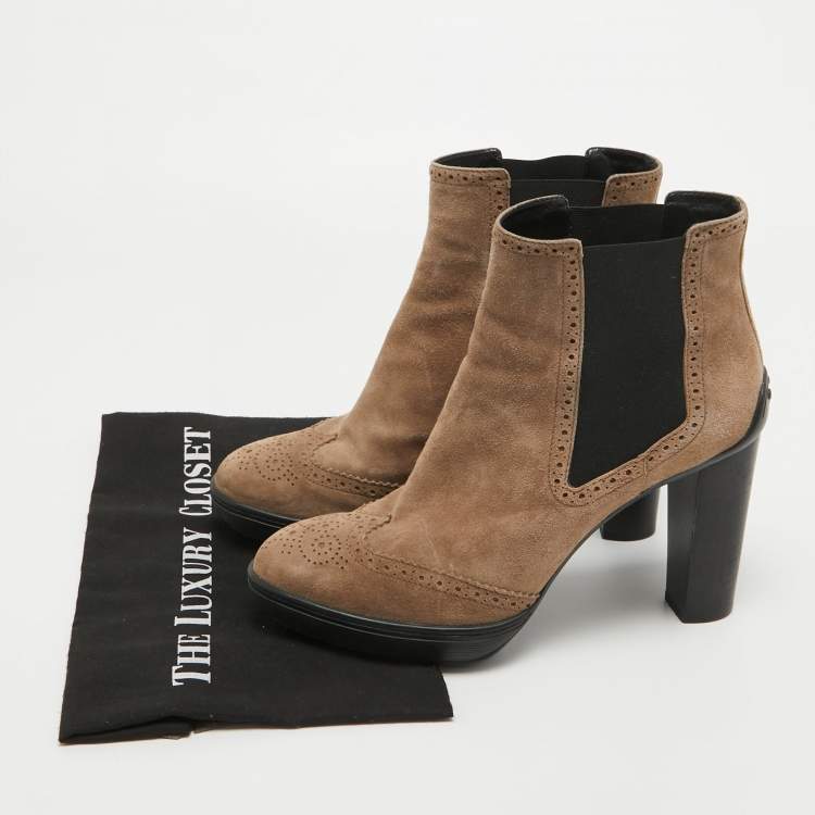 Pre Owned Tod's Brown Suede Ankle Boots Size 41