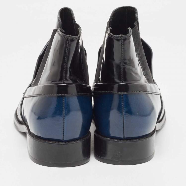 Pre Owned Tod's  Blue/Black Leather Ankle Boots Size 39