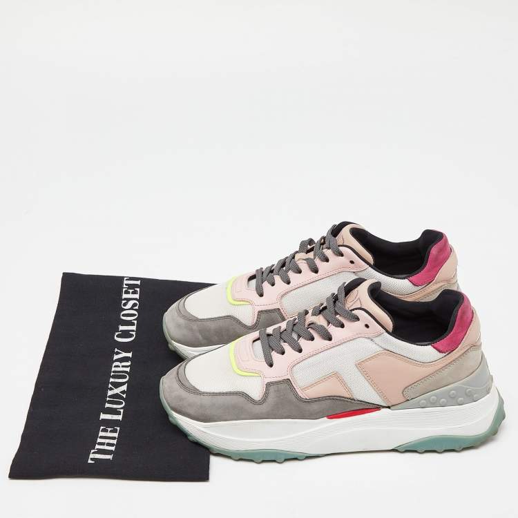 Pre Owned Tod's Multicolor Suede and Leather Lace Up Sneakers Size 37.5