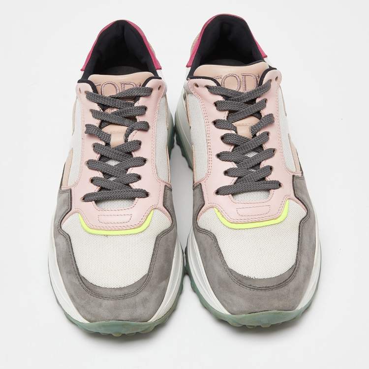 Pre Owned Tod's Multicolor Suede and Leather Lace Up Sneakers Size 37.5