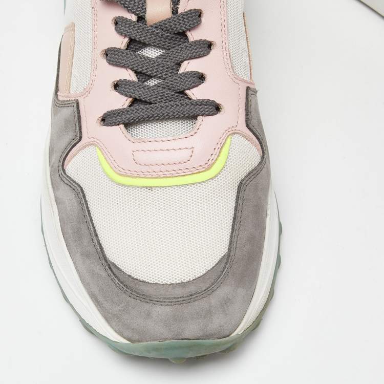 Pre Owned Tod's Multicolor Suede and Leather Lace Up Sneakers Size 37.5