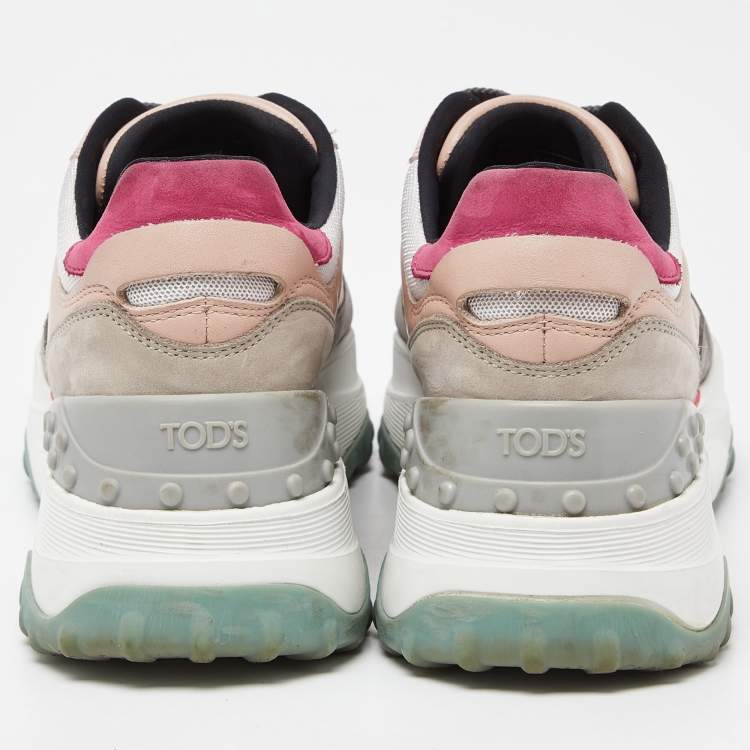 Pre Owned Tod's Multicolor Suede and Leather Lace Up Sneakers Size 37.5