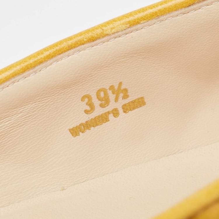 Pre Owned Tod's Yellow Quilted Leather Ballet Flats Size 39.5