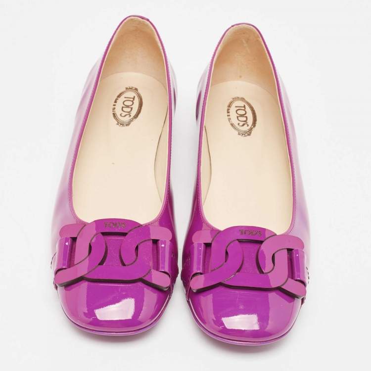 Pre Owned Tod's Purple Patent Leather Ballet Flats Size 39.5