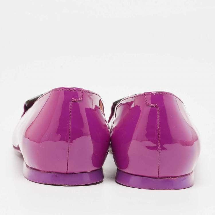 Pre Owned Tod's Purple Patent Leather Ballet Flats Size 39.5