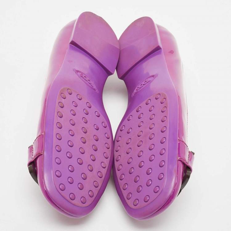 Pre Owned Tod's Purple Patent Leather Ballet Flats Size 39.5