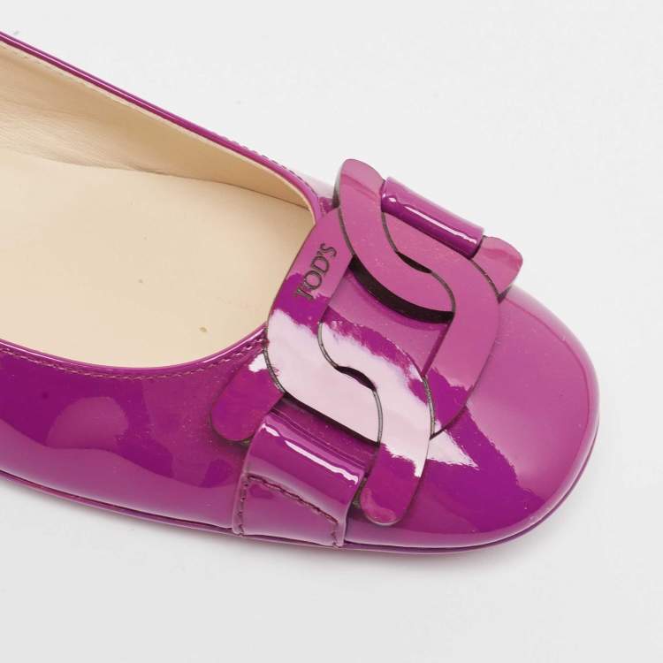 Pre Owned Tod's Purple Patent Leather Ballet Flats Size 39.5