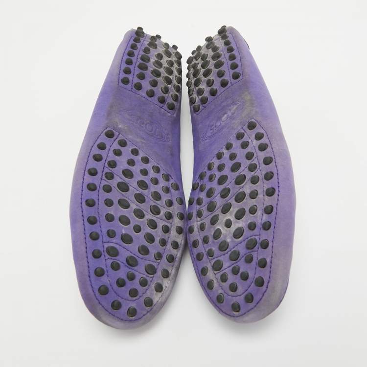 Pre Owned Tod's  Purple Suede  Slip On Loafers Size 39