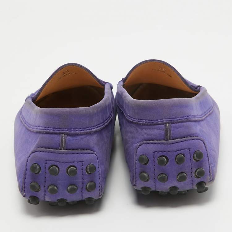 Pre Owned Tod's  Purple Suede  Slip On Loafers Size 39