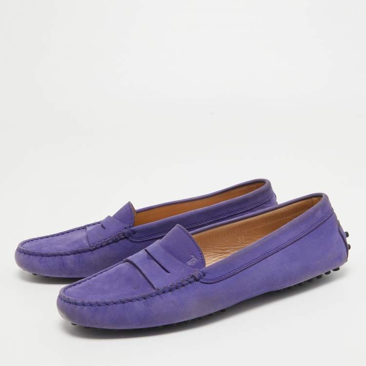 Pre Owned Tod's  Purple Suede  Slip On Loafers Size 39