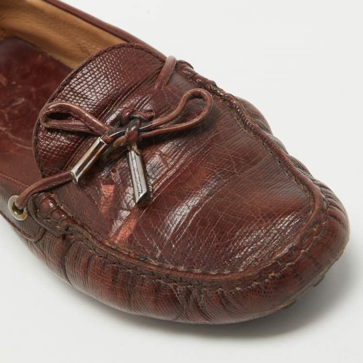 Pre Owned Tod's Brown Leather  Slip On Loafers Size 38