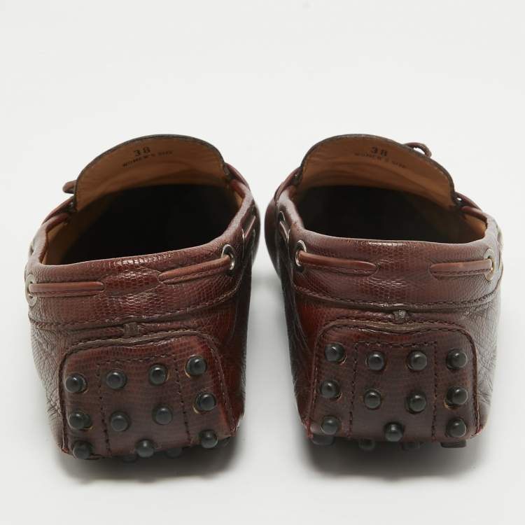Pre Owned Tod's Brown Leather  Slip On Loafers Size 38