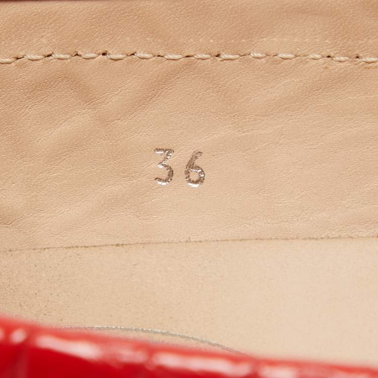 Pre Owned Tod's Red Croc Embossed Leather Penny Slip On Loafers Size 36