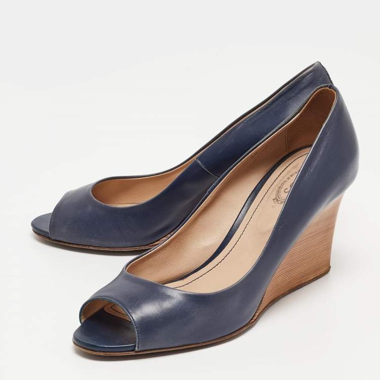 Navy closed toe wedges online