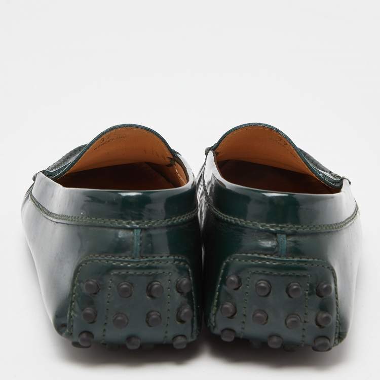 Pre Owned Tod's Green Patent Leather Penny Slip On Loafers Size 37