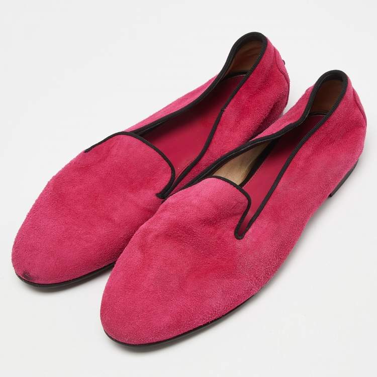 Pre Owned Tod's Pink Suede Smoking Slippers Size 36.5