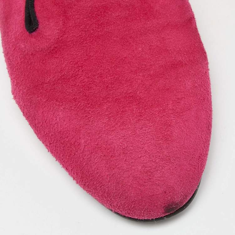 Pre Owned Tod's Pink Suede Smoking Slippers Size 36.5
