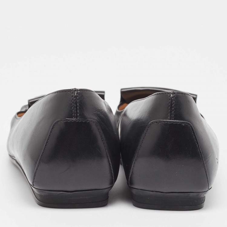 Pre Owned Tod's Black Leather Slip On Loafers Size 40.5