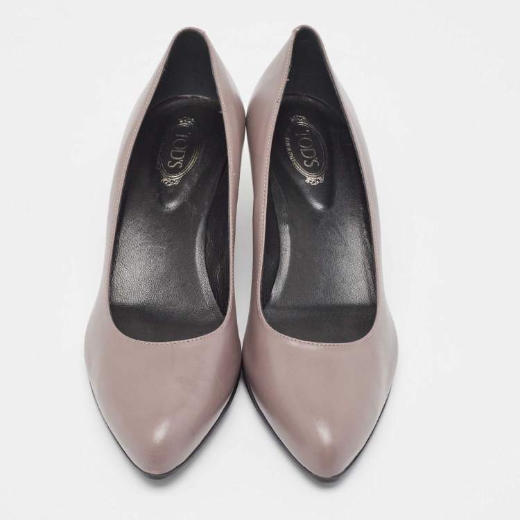 Pre Owned Tod's Mauve Leather Wedge Pumps Size 40.5