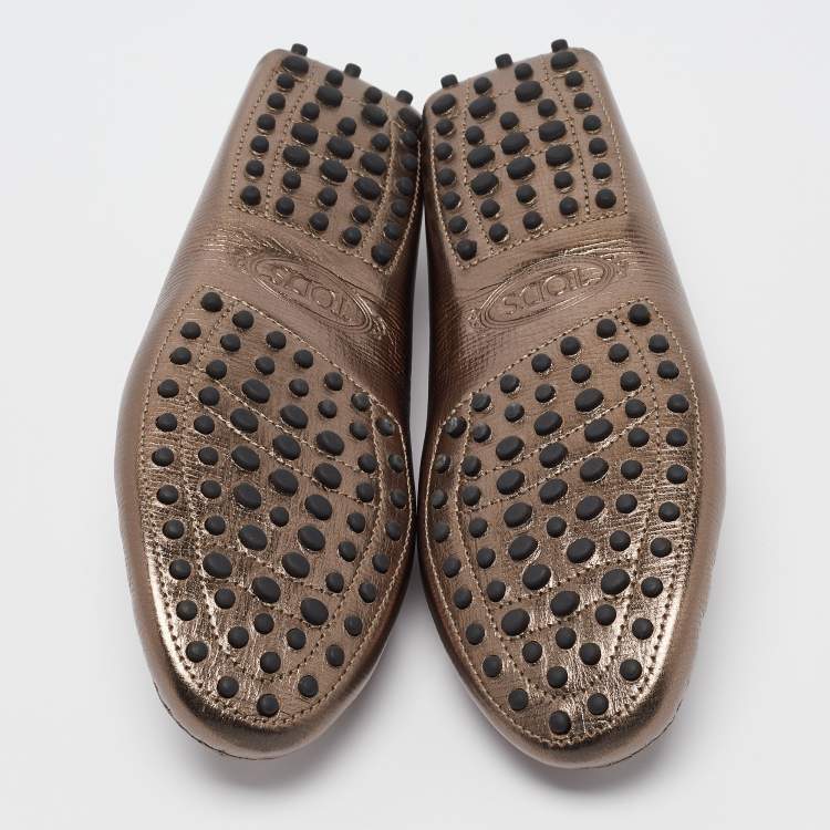 مم�لوكة مسبقًا Tod's Bronze Leather Penny Slip On Loafers Size 37