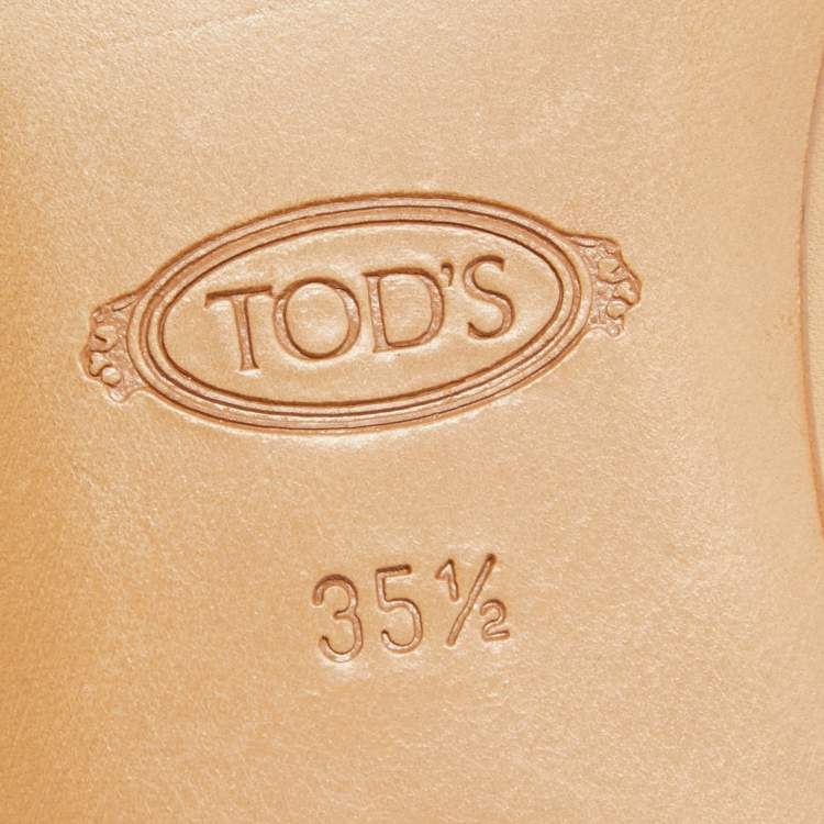 Pre Owned Tod's Beige Leather Chain Detail Ankle Boots Size 35.5