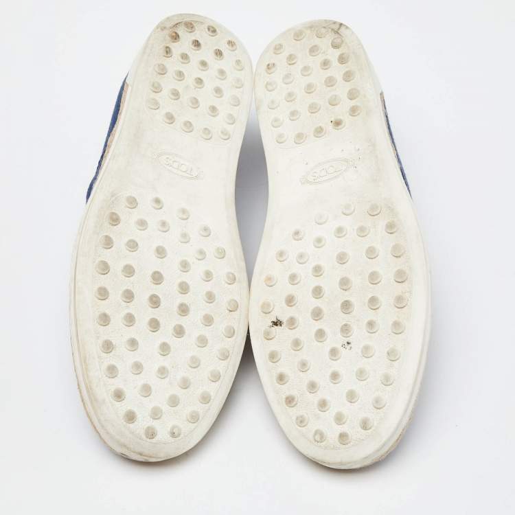Pre Owned Tod's Blue Denim Francesina Slip On Espadrille Sneakers Size 36.5