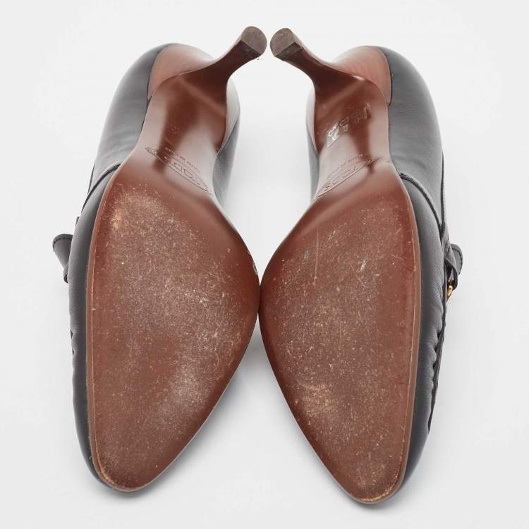 Pre Owned Tod's Black Leather Loafer Pumps Size 39.5