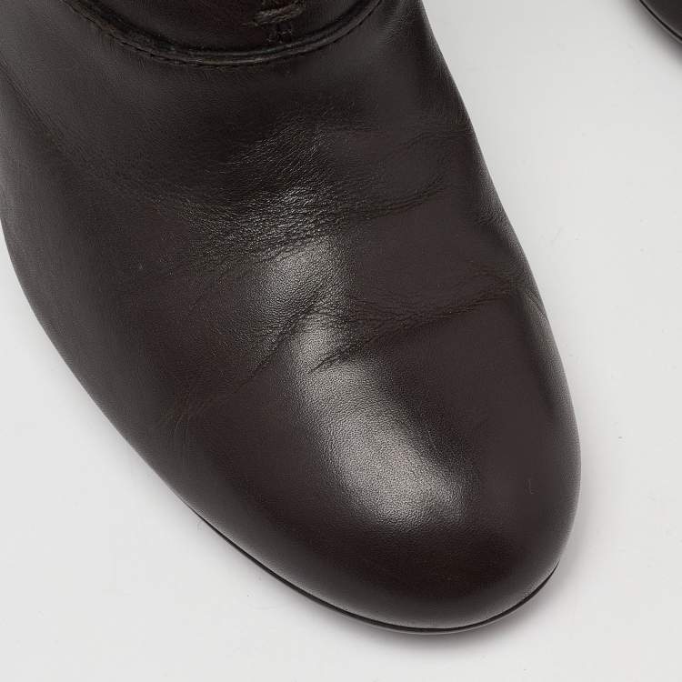 Pre Owned Tod's Brown Leather Ankle Booties Size 37.5