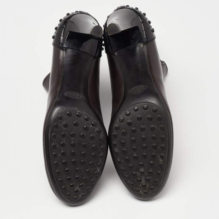 Pre Owned Tod's Brown Leather Ankle Booties Size 37.5