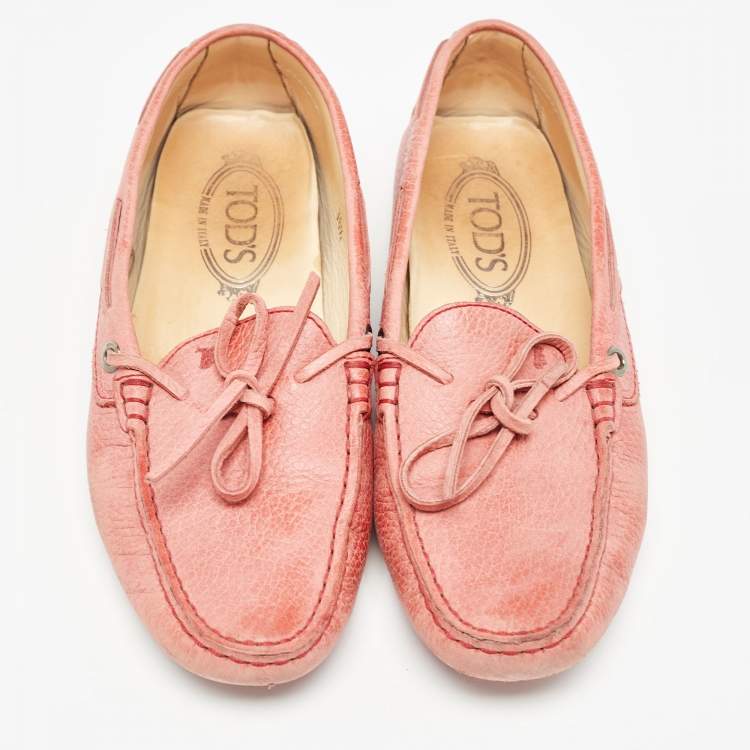 Pre Owned Tod's Pink Leather Slip On  Loafers  Size 36.5