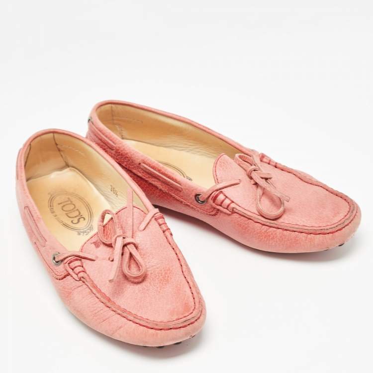 Pre Owned Tod's Pink Leather Slip On  Loafers  Size 36.5