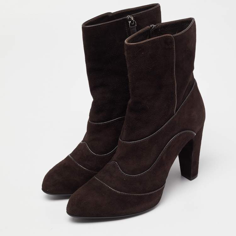 Pre Owned Tod's Brown Suede Ankle Boots Size 40