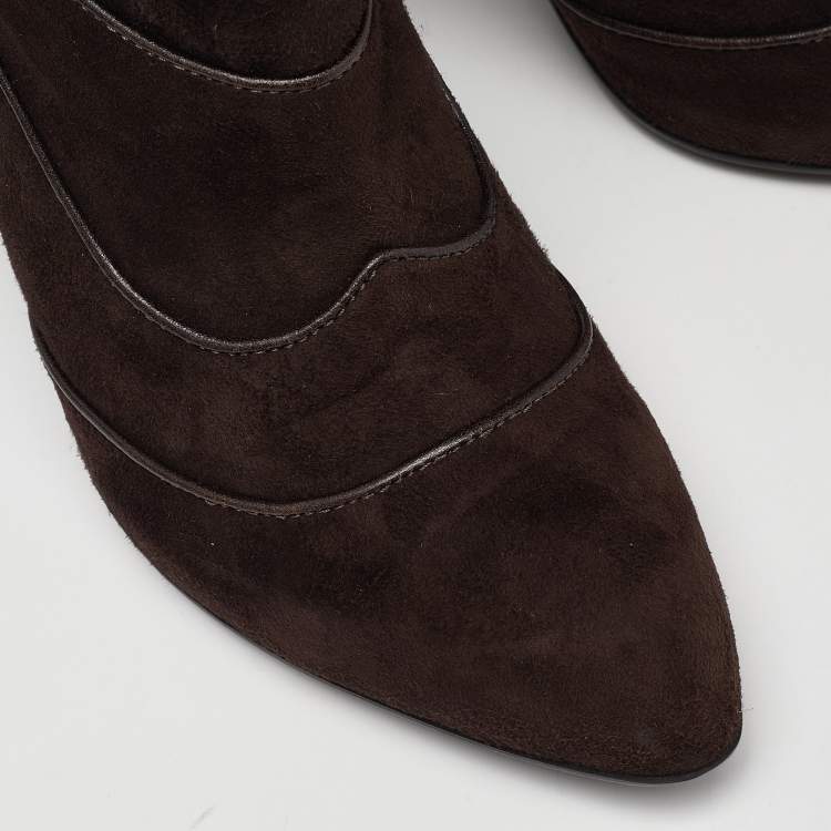 Pre Owned Tod's Brown Suede Ankle Boots Size 40