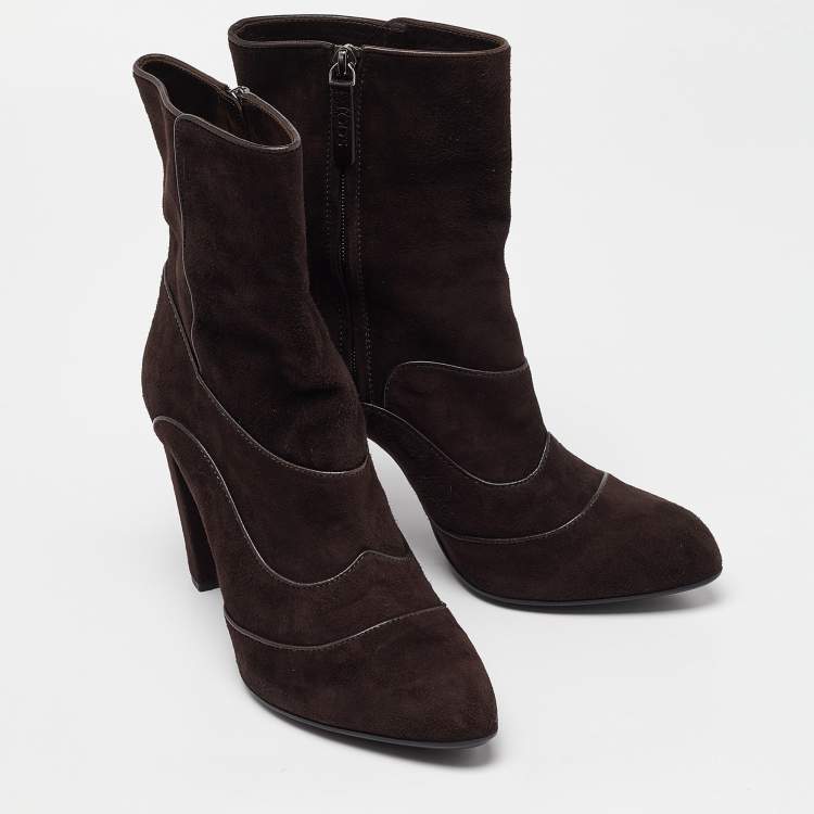 Pre Owned Tod's Brown Suede Ankle Boots Size 40
