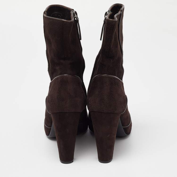Pre Owned Tod's Brown Suede Ankle Boots Size 40