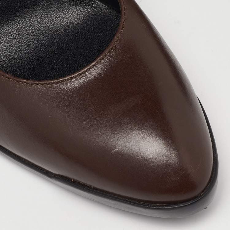 Pre Owned Tod's Brown Leather Block Heel Pumps Size 38