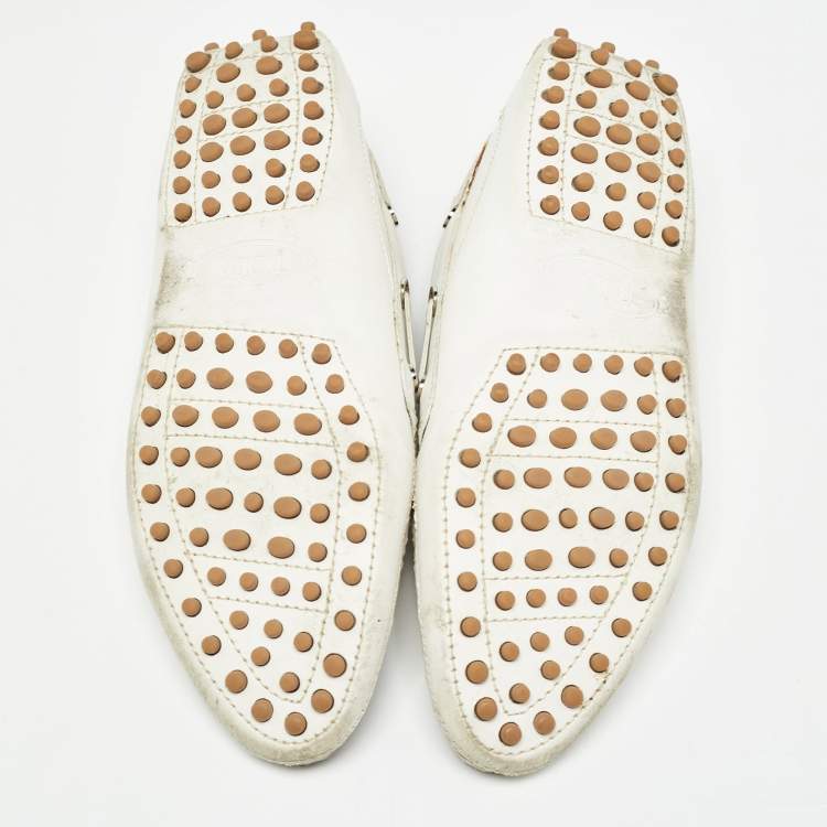 Pre Owned Tod's White Leather Penny Loafers Size 38