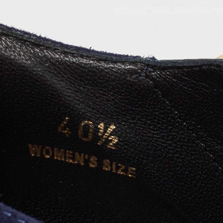 Pre Owned Tod's Navy Blue/Black Suede And Patent Leather Whipstitch Detail Ankle Booties Size 40.5