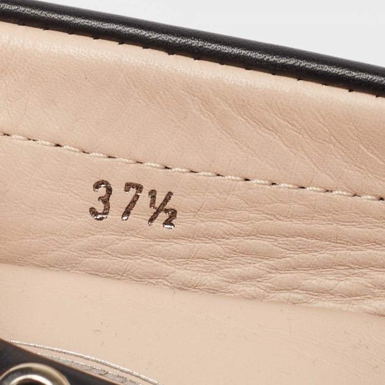 Pre Owned Tod's Black Leather Logo Bow Loafers Size 37.5