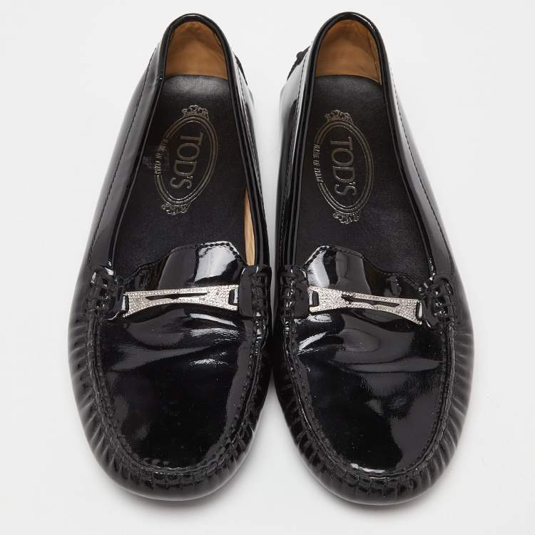 مملوكة مسبقًا Tod's Black Patent Leather Loafers Size 38.5