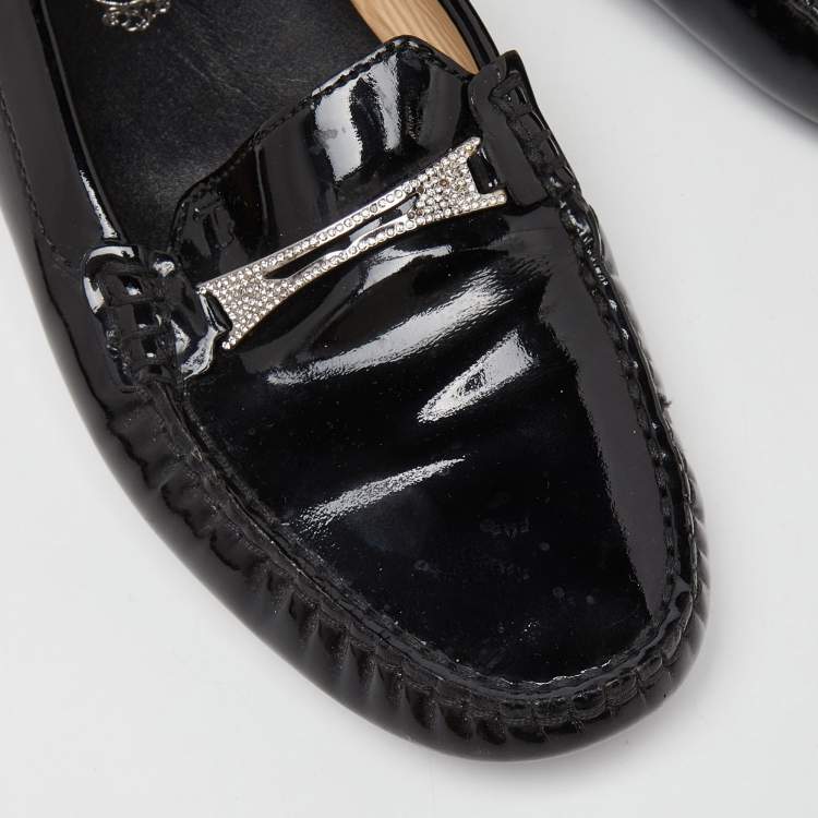 مملوكة مسبقًا Tod's Black Patent Leather Loafers Size 38.5