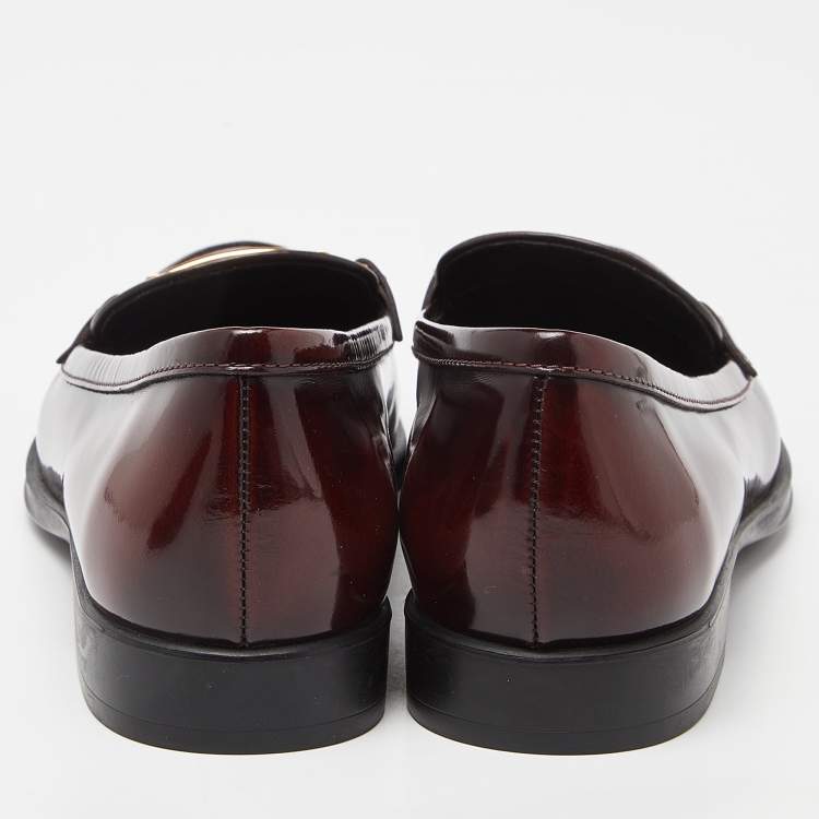 Pre Owned Tod's Brick Shiny Leather Slip On Loafers Size 38.5