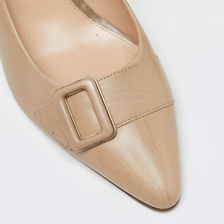 Pre Owned Tod's Beige Leather Pointed Toe Pumps Size 39.5