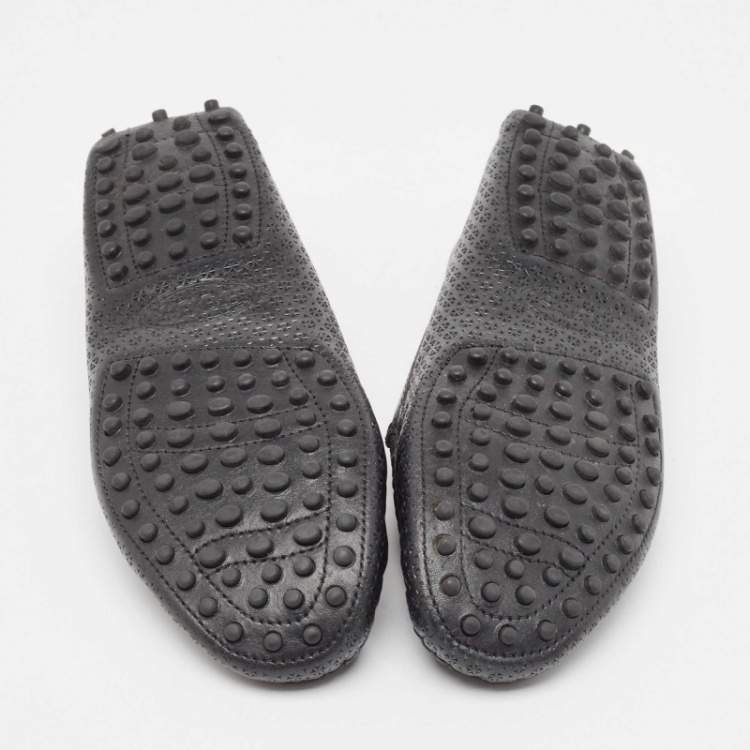 Pre Owned Tod's Black Laser Cut Leather Penny Loafers Size 37