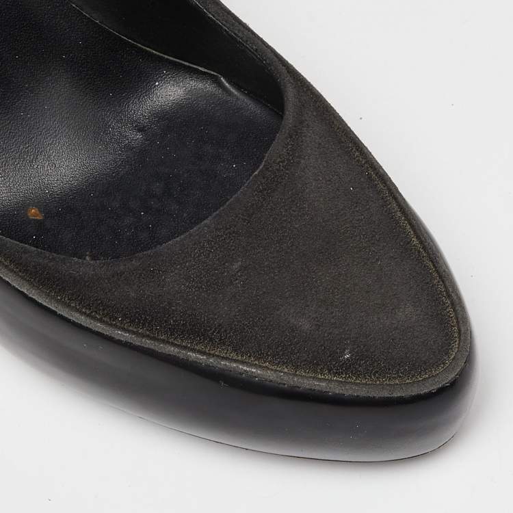 Pre Owned Tod's Black Suede and Leather Platform Pumps Size 39