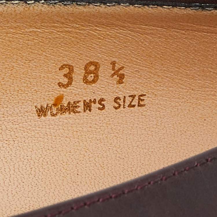 Pre Owned Tod's Burgundy Leather Fringe Detail Ballet Flats Size 38.5
