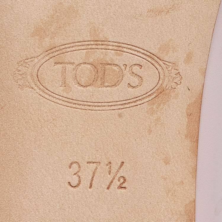 Pre Owned Tod's Pink Leather Bow Block Heel Pumps Size 37.5