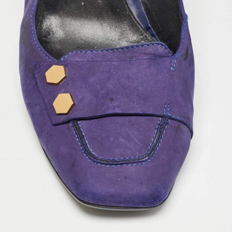 Pre Owned Tod's Purple Nubuck Leather Square Toe Pumps Size 41