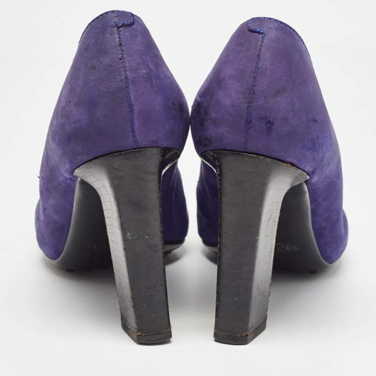 Pre Owned Tod's Purple Nubuck Leather Square Toe Pumps Size 41